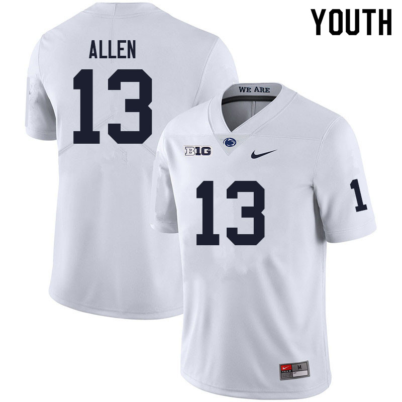 Youth #13 Kaytron Allen Penn State Nittany Lions College Football Jerseys Sale-White
